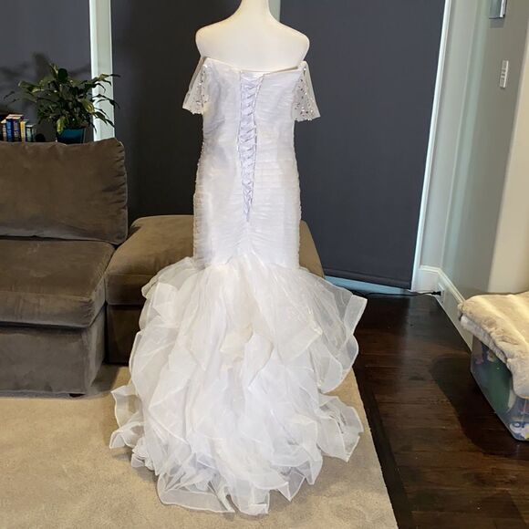 Women’s Wedding Dress with Side Design Ruffles & Corset Back Size L NWOT - Picture 5 of 11